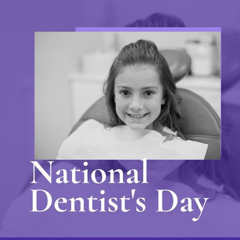 National dentist's day celebration with young patient smiling