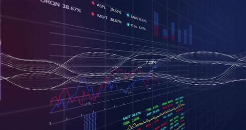 Futuristic Waveform Display on Virtual Trading Dashboard