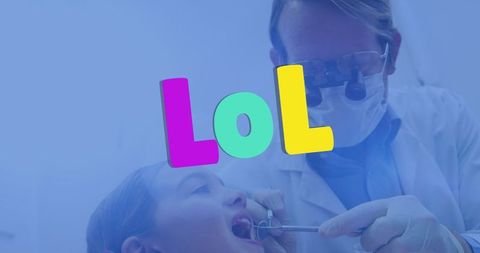 Humorous Dentist Visit with Colorful LOL Text Overlay
