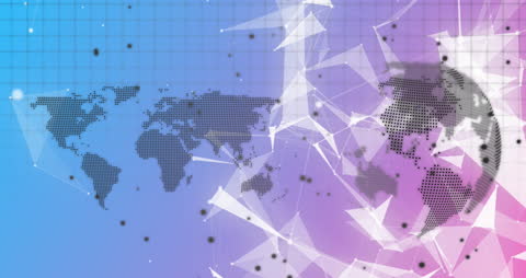 Digital Globe and Network Animation on Colorful Background