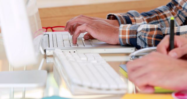 Hands Typing on Keyboard in Organized Workspace Setting - Download Free Stock Images Pikwizard.com