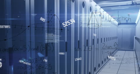 Digital Data processing in modern computer servers with equations overlay