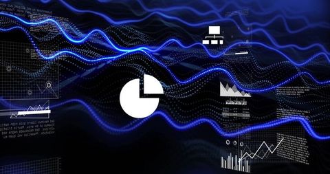 Futuristic Data Stream With Digital Graph Displays