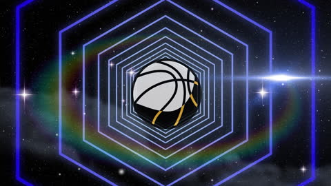 Dynamic Basketball Animation with Starry Background