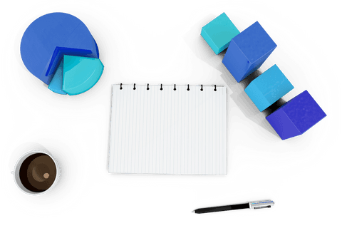 Transparent Office Desk Items with Notebook, Pen, Coffee and Charts - Download Free Stock Videos Pikwizard.com