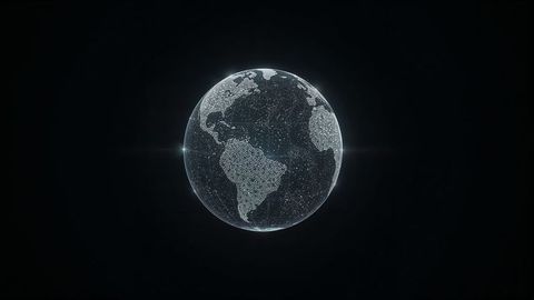 Futuristic glowing holographic earth with network connections