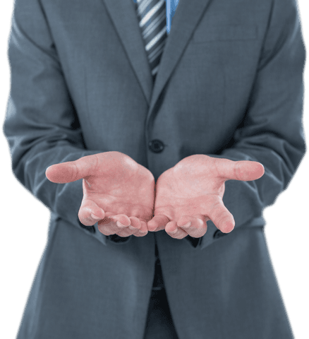 Businessman’s hands offering concept transparent background