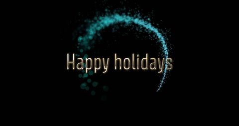 Happy holidays text with sparkling lights on black background