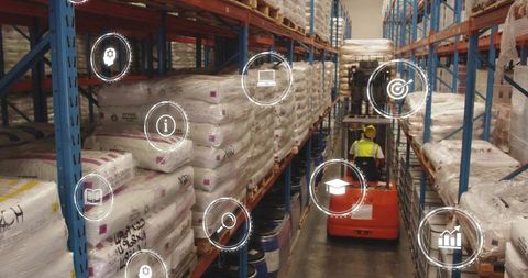Forklift Operator Managing High-Tech Warehouse Inventory