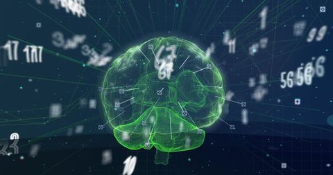 Digital Human Brain with Matrix-Style Numbers - Download Free Stock Images Pikwizard.com
