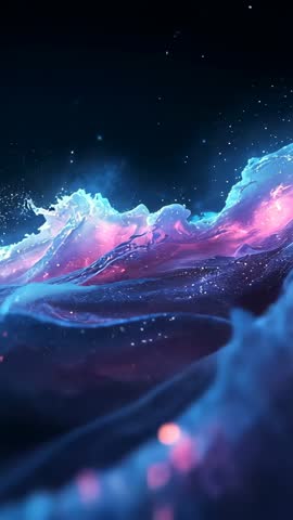 Vertical Nebula Wave Surging Through Cosmic Void with Sparkling Particles and Glow