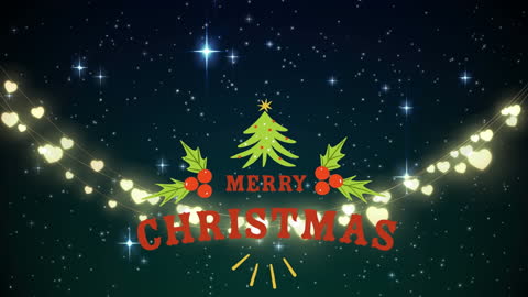 Festive Merry Christmas Greeting with Twinkling Stars