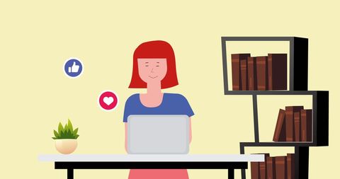 Woman Engaged in Social Networking on Laptop in Minimalist Setting - Download Free Stock Images Pikwizard.com