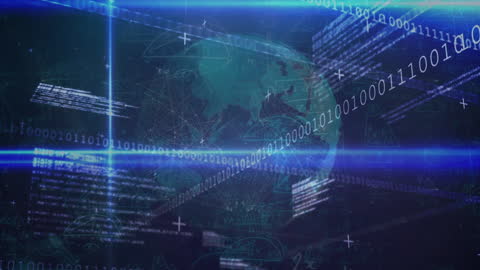 Futuristic Digital Data Binary Code and Global Network