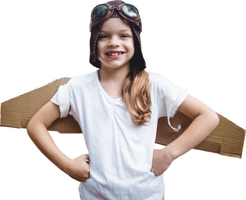 joyful girl wearing aviator goggles and homemade wings - Download Free Stock Videos Pikwizard.com