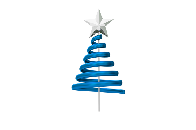 Minimalist Transparent Blue Spiral Christmas Tree with Star Topper - Download Free Stock Videos Pikwizard.com