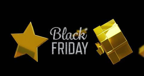 Black Friday Promotion with Golden Stars and Gifts