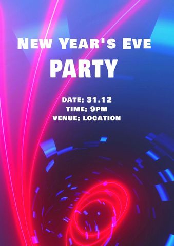 Neon New Year's Eve Party Invitation with Dynamic Lights - Download Free Stock Templates Pikwizard.com