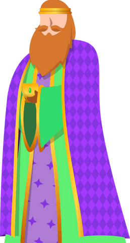 Transparent background: wizard in purple cloak with regal style