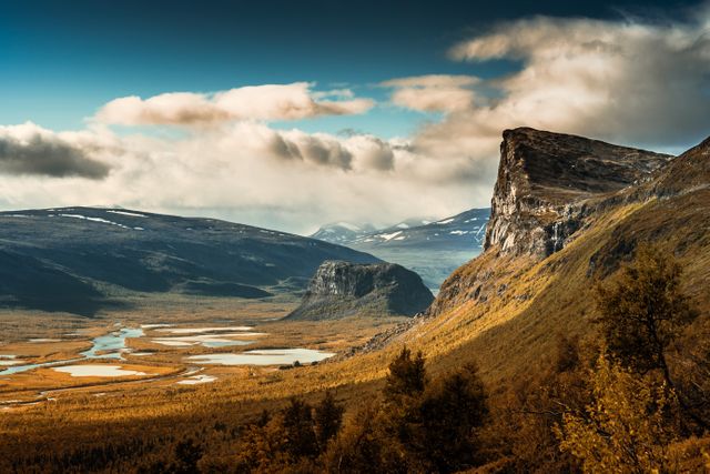 Scenic Autumn Mountain Landscape with Dramatic Clouds and River Valley - Download Free Stock Photos Pikwizard.com