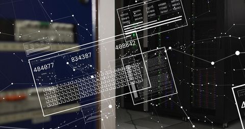 Digital Interface Displayed Over Server Room for Tech Solutions - Download Free Stock Images Pikwizard.com