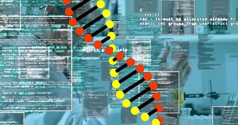 Scientist in laboratory analyzing digital dna data