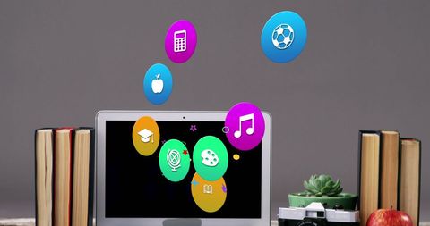 laptop overrun with vibrant social media and app icons - Download Free Stock Images Pikwizard.com