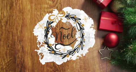 Festive Noel Greeting with Christmas Decorations
