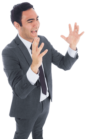 biracial businessman expressing emotion in suit with transparent background - Download Free Stock Videos Pikwizard.com