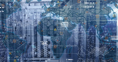 Data Processing Animation Over Server Room