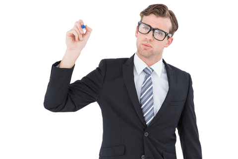 transparent geeky businessman writing with marker standing confident - Download Free Stock Videos Pikwizard.com