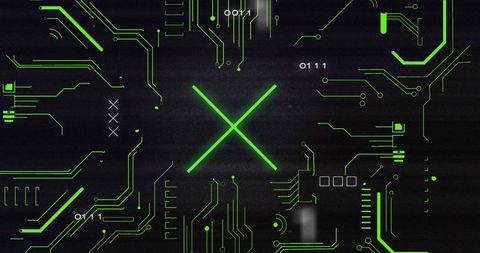 Digital Circuit Board with Futuristic Tech Overlay and Interference - Download Free Stock Images Pikwizard.com
