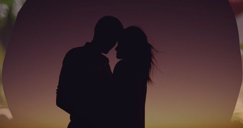 Silhouette of Couple Embracing at Romantic Sunset - Download Free Stock Images Pikwizard.com