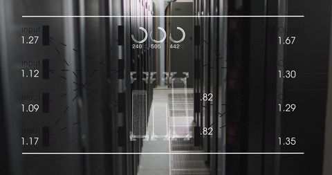Data Processing Overlay on Computer Servers in Data Center - Download Free Stock Images Pikwizard.com