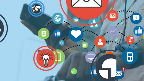 Diverse Media Icons Over Smartphone Interaction in Digital Space