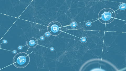 Digital E-commerce Network Connectivity with Security Icons