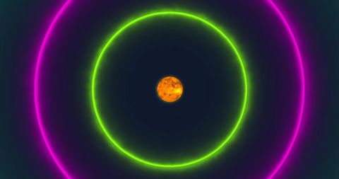 Neon Circles Encircling a Globe on Dark Palette - Download Free Stock Images Pikwizard.com