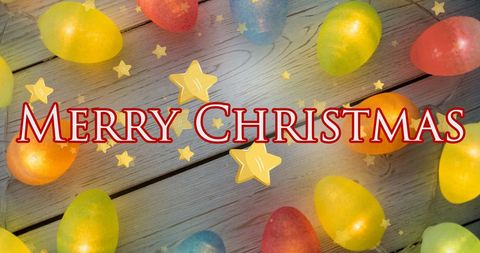 Festive merry christmas greeting with colorful lights