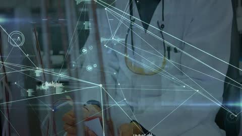 Digital Medical Network Concept with Lab Worker