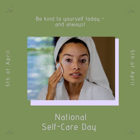 Woman practicing self-care on national self-care day celebration