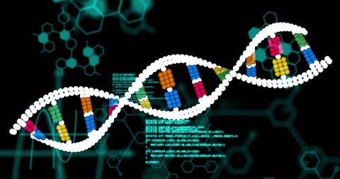 abstract dna strand with digital data elements background - Download Free Stock Images Pikwizard.com