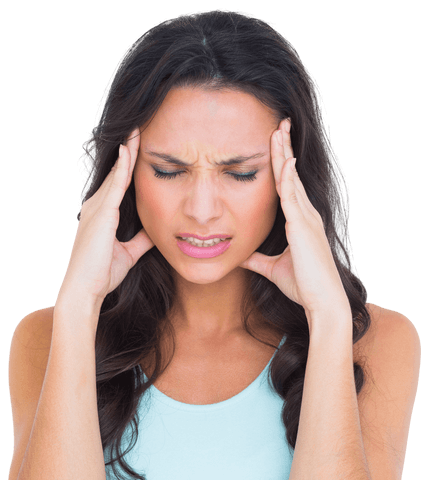 Woman Experiencing a Severe Headache on Transparent Background