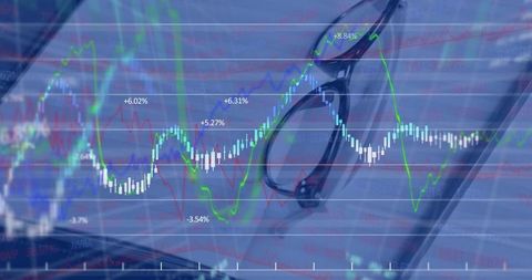Blending Eyeglasses with Digital Financial Chart for Modern Work Analysis