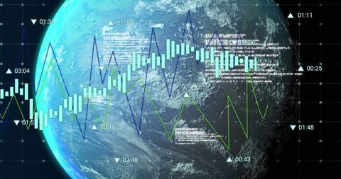 Digital Interface with Data Visualizations Spanning Globe - Download Free Stock Images Pikwizard.com