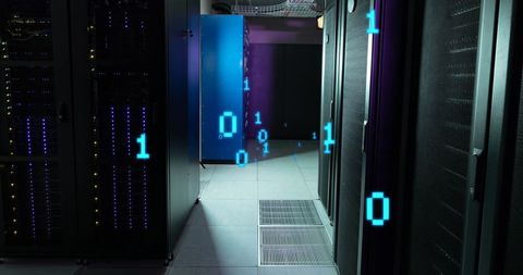 Binary Data Flow in Modern Server Room - Download Free Stock Images Pikwizard.com