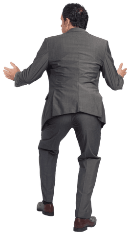 Transparent Businessman Puzzled Gesture Back View
