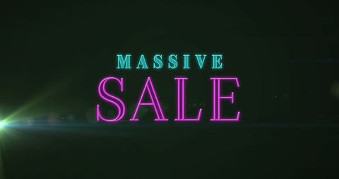 Vibrant Neon Massive Sale Banner on Dark Background