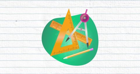 Geometric Tools with Vibrant Background on Ruled Paper - Download Free Stock Images Pikwizard.com