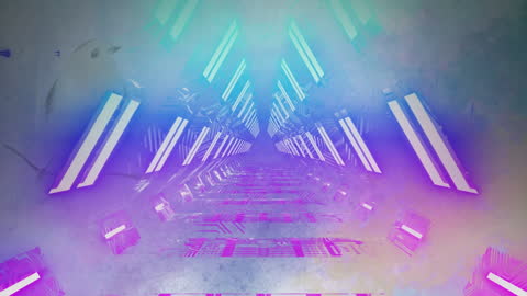 Futuristic Digital Tunnel with Abstract Bird Animation