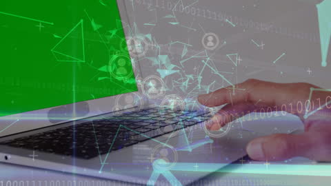 Futuristic Technology Concept with Laptop and Digital Network